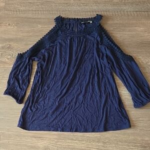 Navy Ivanka Trump Cold Shoulder Top